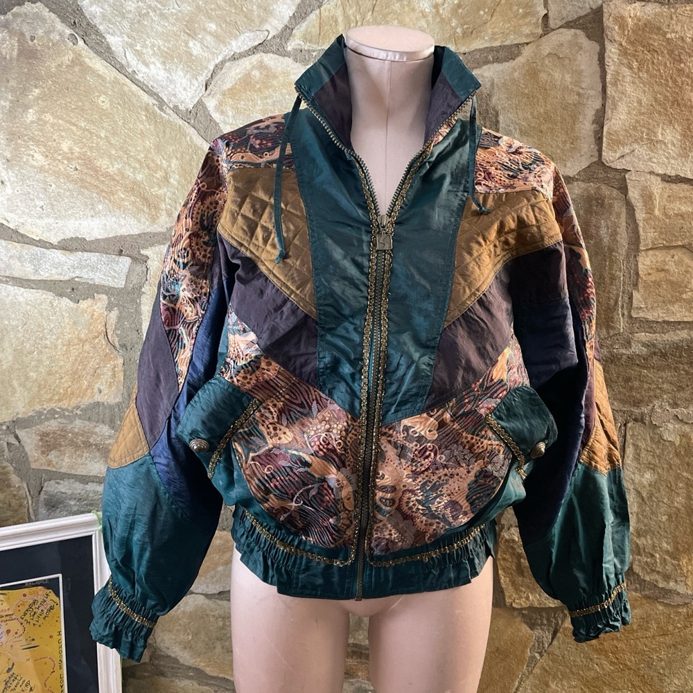 Vintage Active Stuff Patchwork Windbreaker Medium - image 1